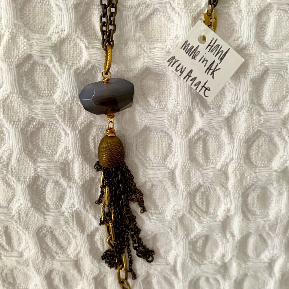 Handmade Grey Agate Necklace - NWT